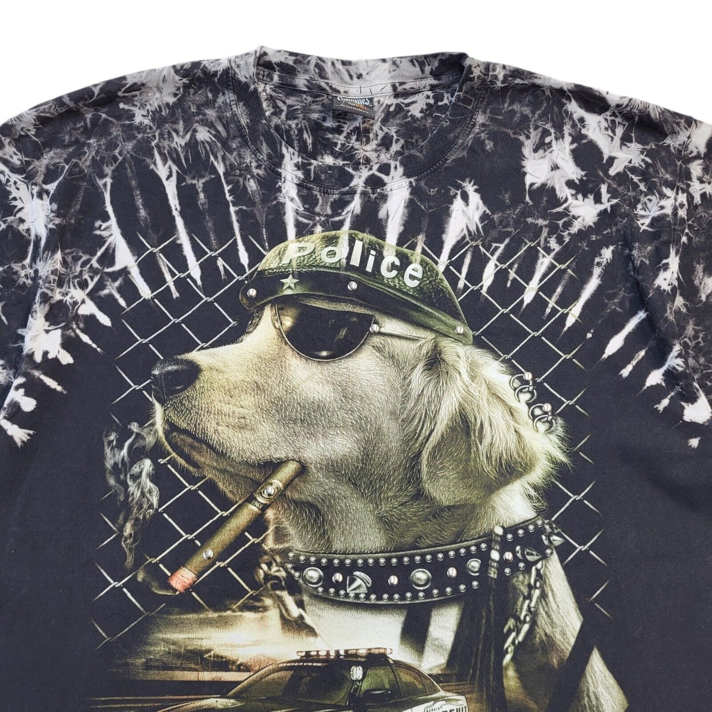 Survivers 90s Vintage Police Dog Black Crew Neck T-Shirt Men's XXL