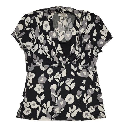 Laura Ashley Vintage Y2K Black Floral Short Sleeve Top Womens Uk Size 14