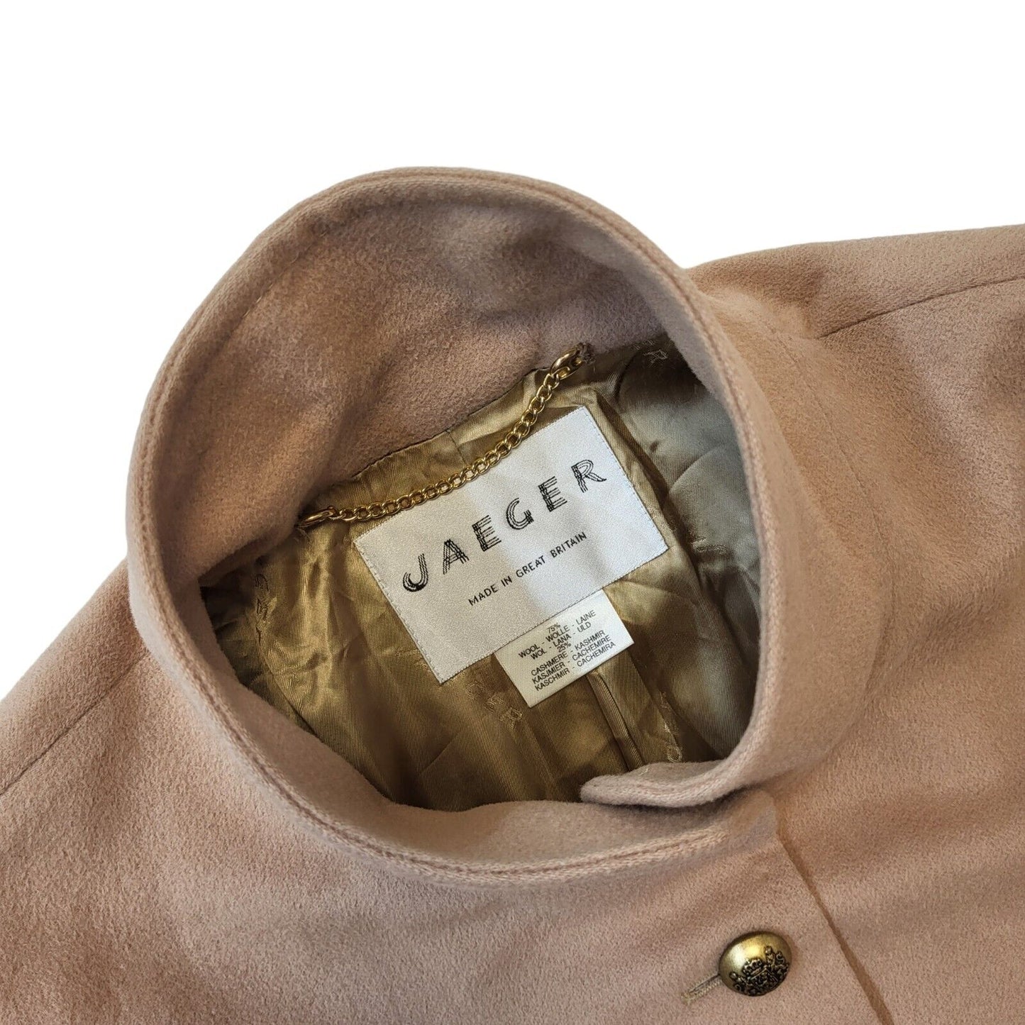 Jaeger 80s Vintage Beige Button Up Women's Coat Size 14