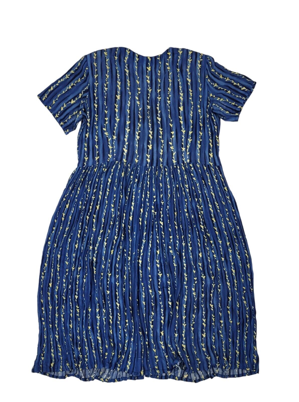 90s Vintage Blue & Yellow Buttoned Daywear Dress Women's Size 18