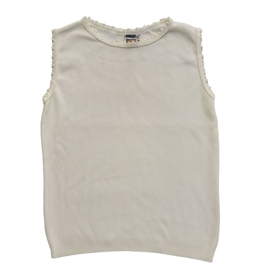 Keynote Vintage 70s White Sleeveless Top Uk Women's Size 12