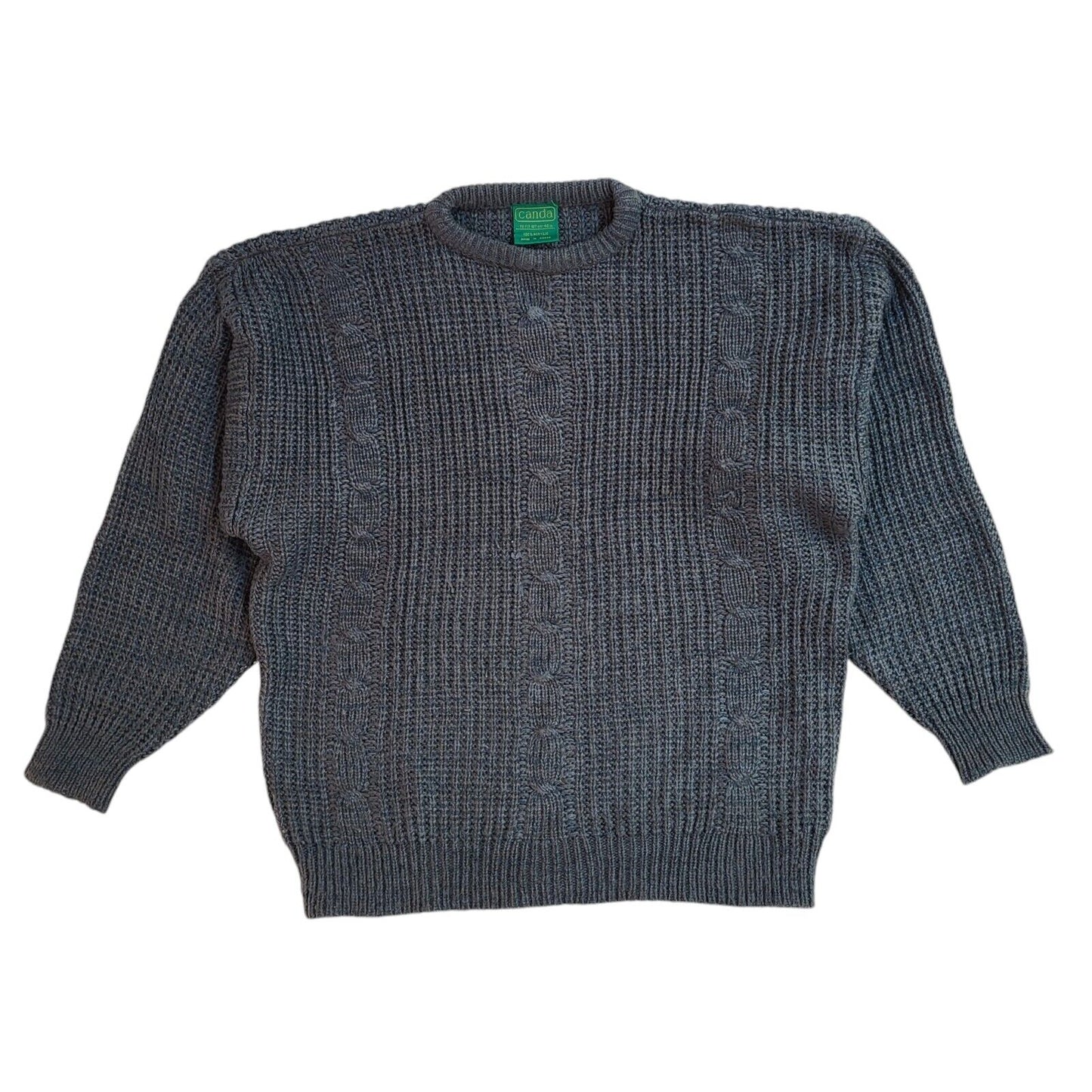 Canda Vintage 90's Blue Knitted Acrylic Jumper UK Men's Size Large