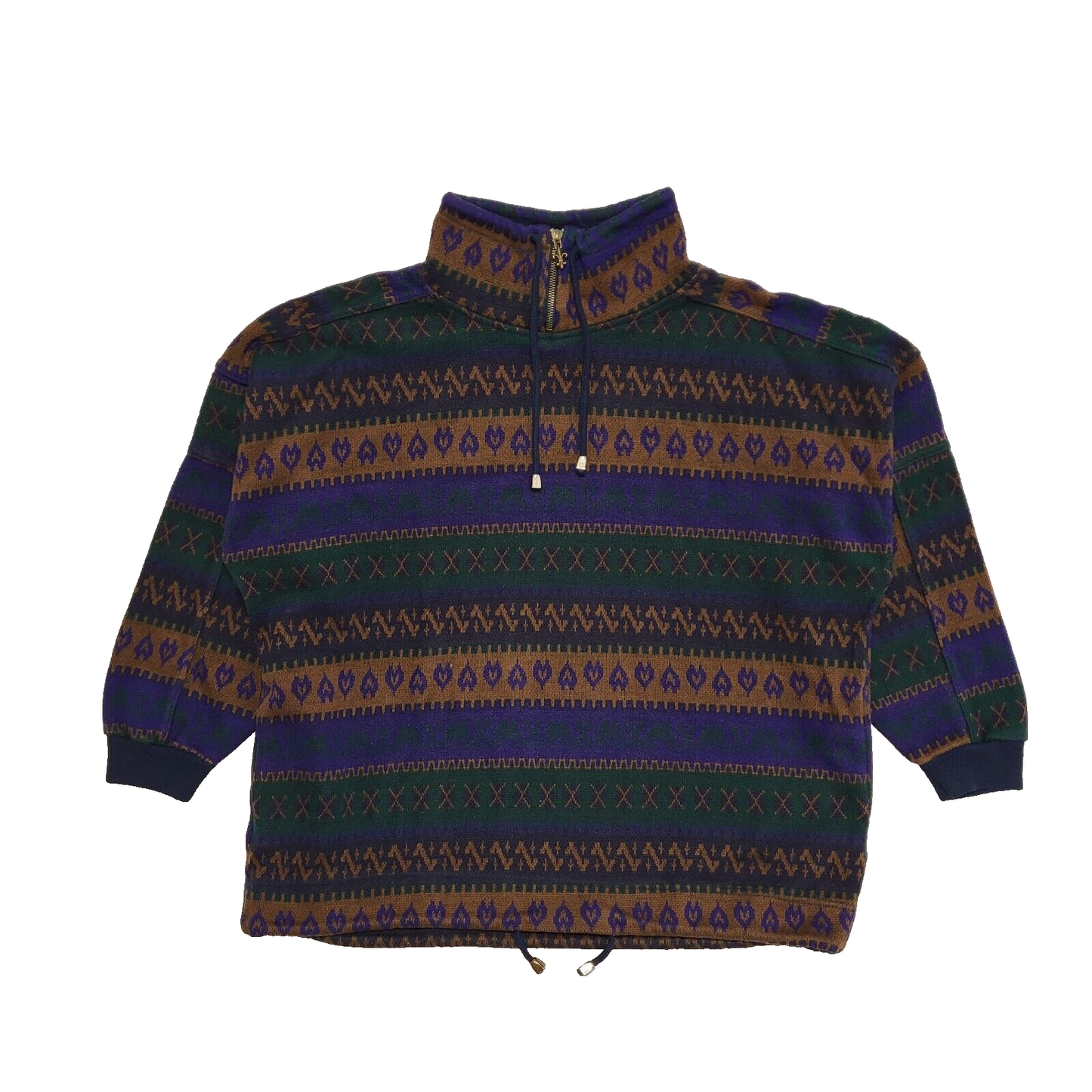 Energie Vintage 90's Brown & Purple Retro Zip Jumper Womens UK Size L