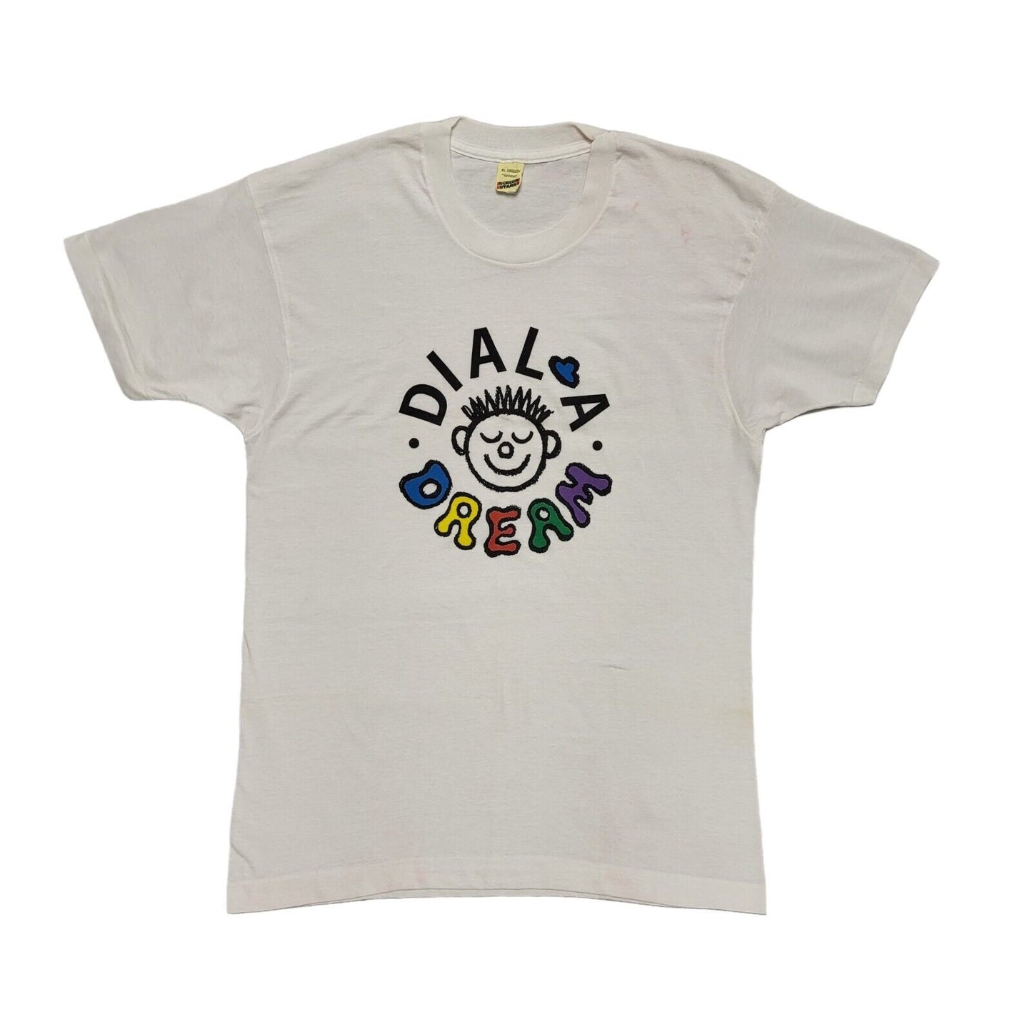 Screen Stars 90s Vintage White Dial a Dream Single Stitch T-Shirt Mens Size XL