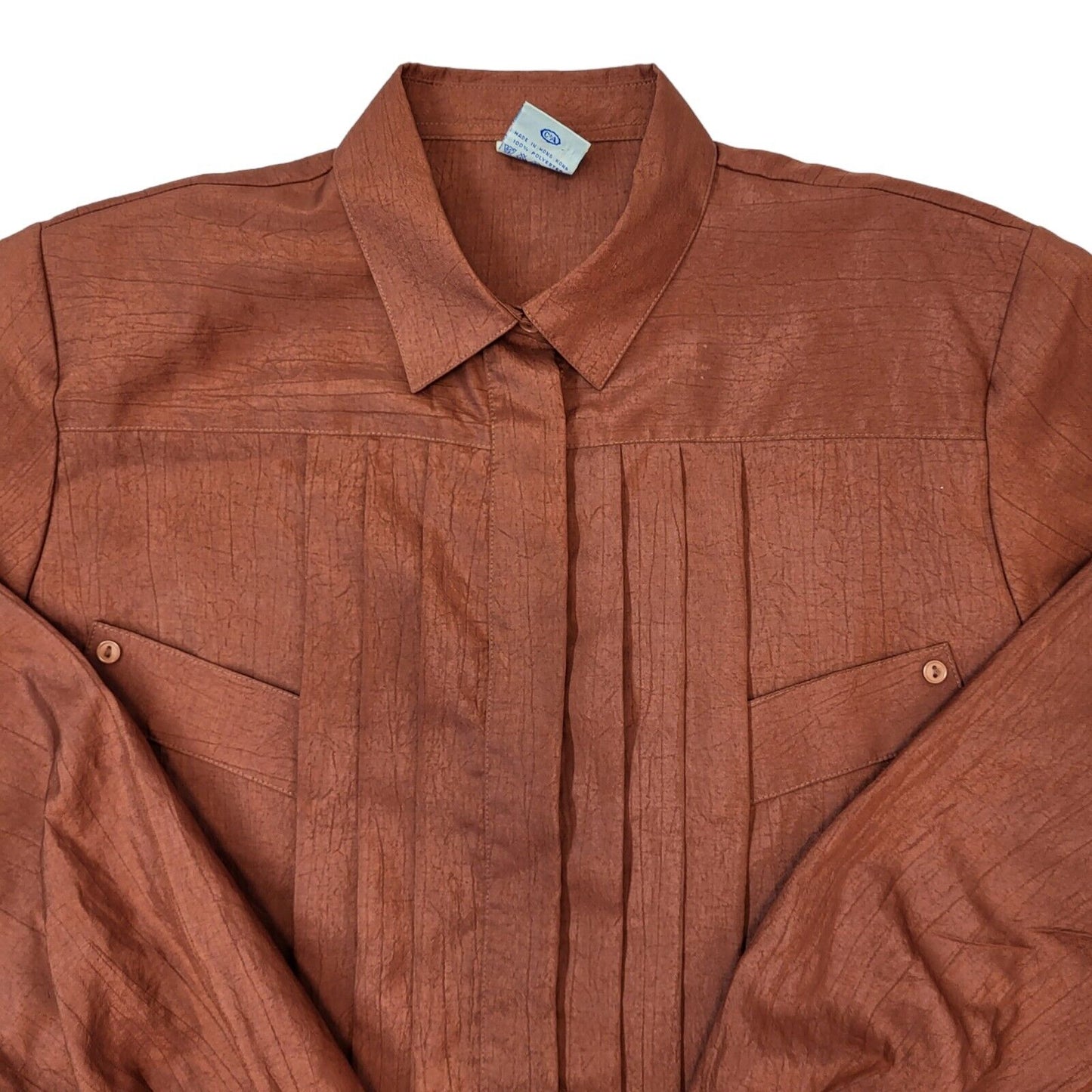 Yessica C&A 80s Vintage Brown Long Sleeve Blouse Women's Size 18 Eu 46