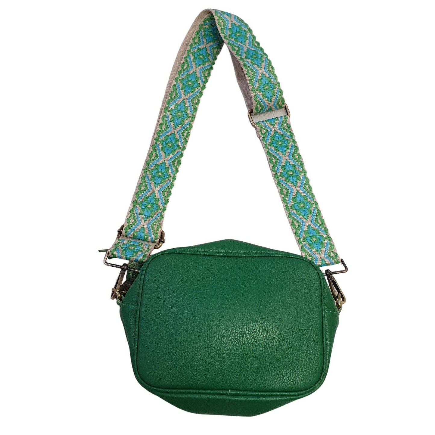 Borse In Pelle Green Leather Cross Body Shoulder Bag 9" x 6"