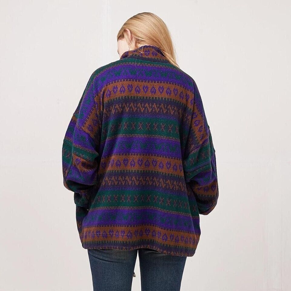 Energie Vintage 90's Brown & Purple Retro Zip Jumper Womens UK Size L