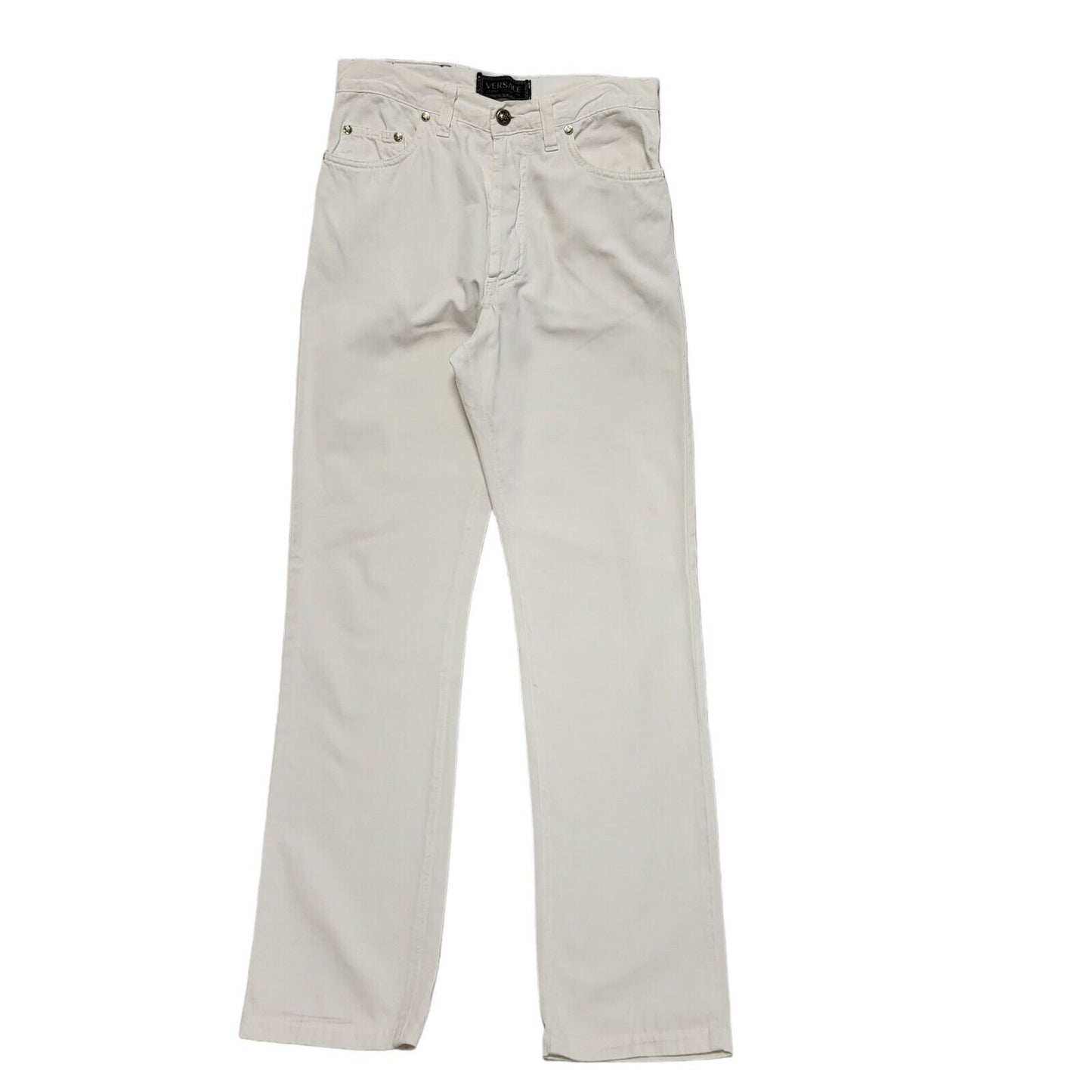 Versace Vintage 90's White Straight Leg Jeans Uk Women's Size 10 W28 L31