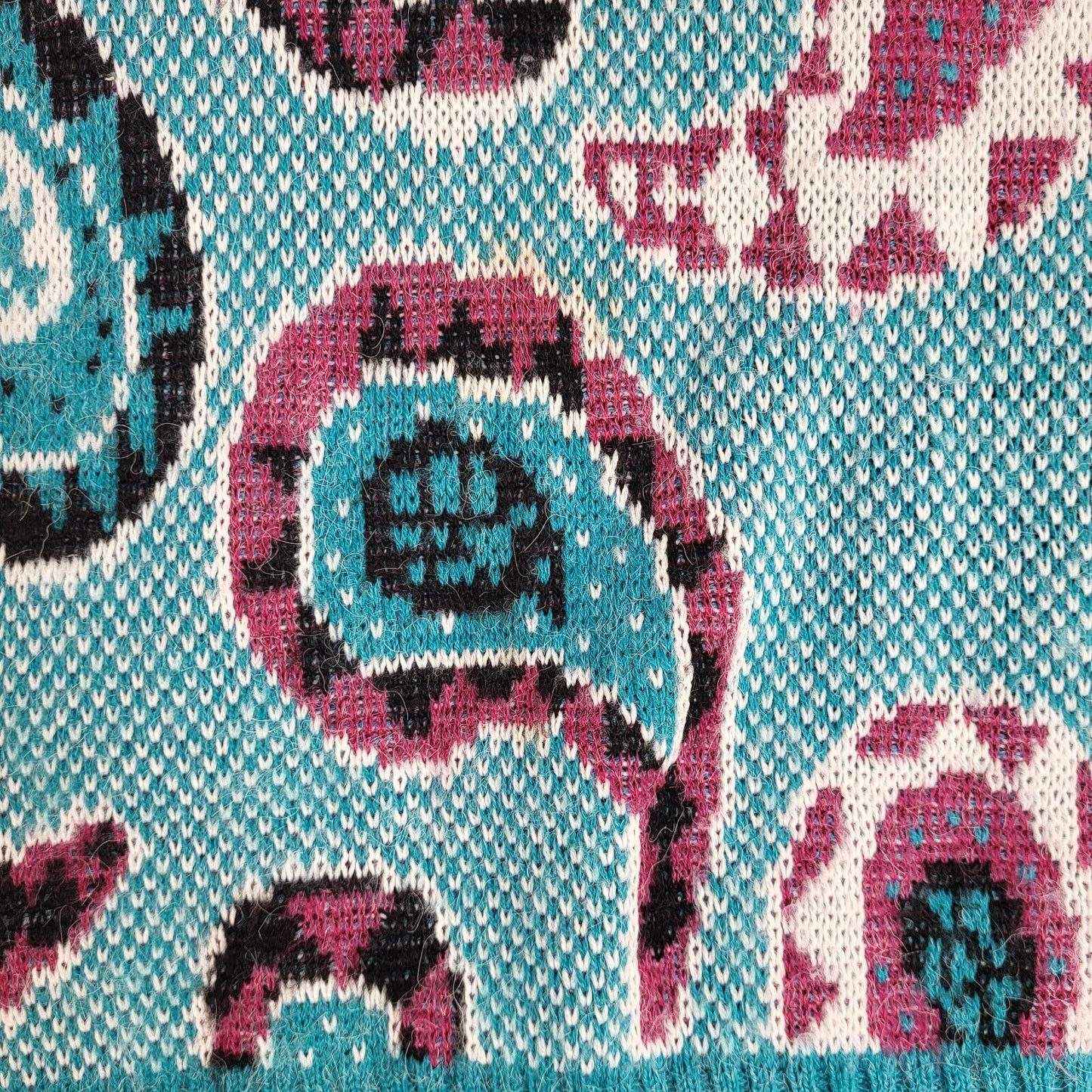 Label Vintage 90's Blue Paisley 1/4  Button Jumper UK Women's Size 14