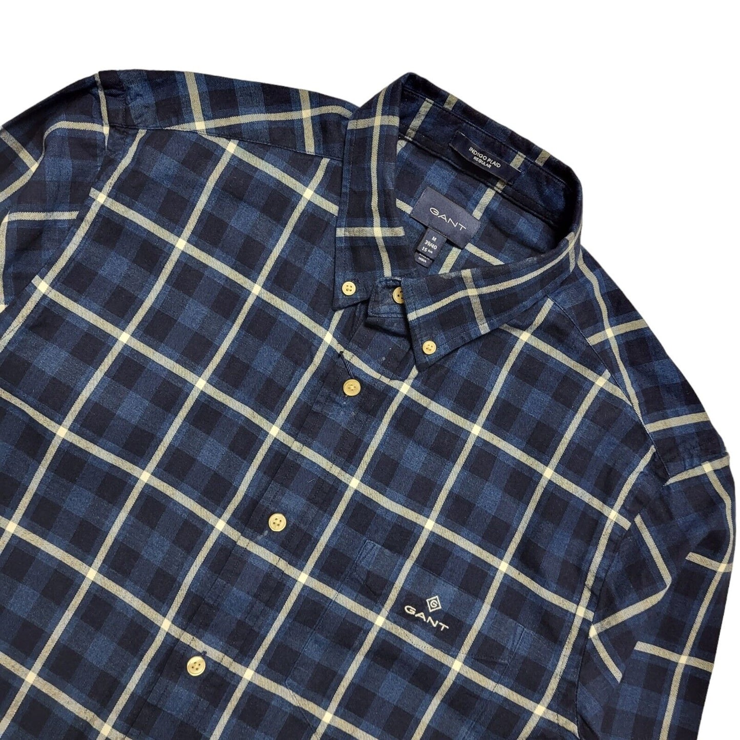 Gant Blue & White Check Long Sleeve Shirt Men's UK Size M