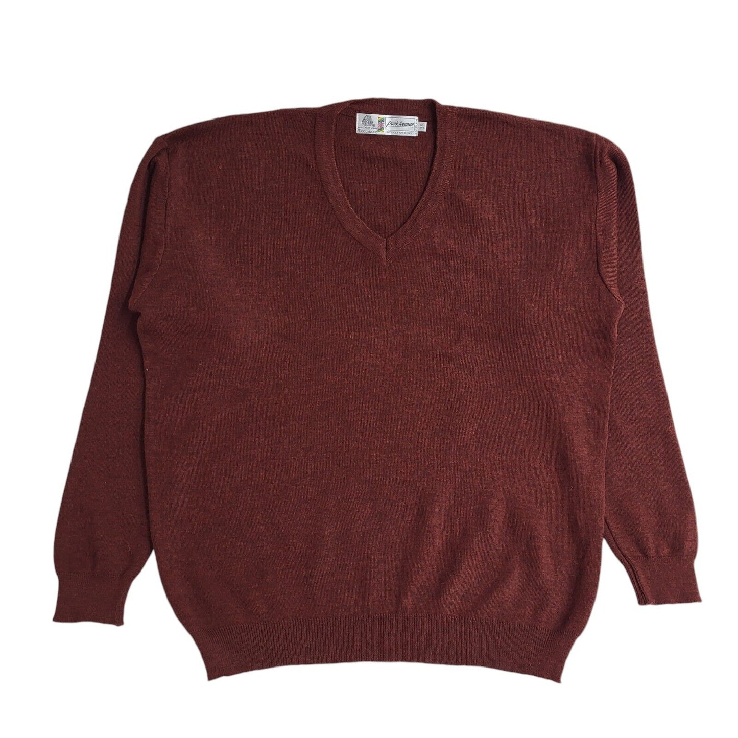 Park Avenue Wool Burgundy V-Neck Vintage 90's Jumper Men's UK XL