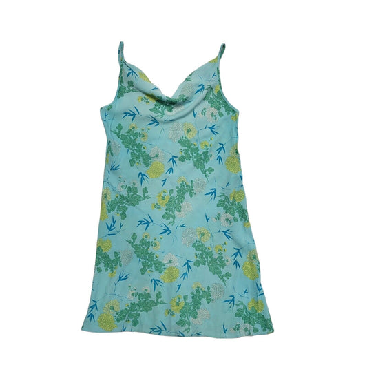 M&S Y2k Blue Yellow Floral Sleeveless Daywear Dress Uk Women's Size 14