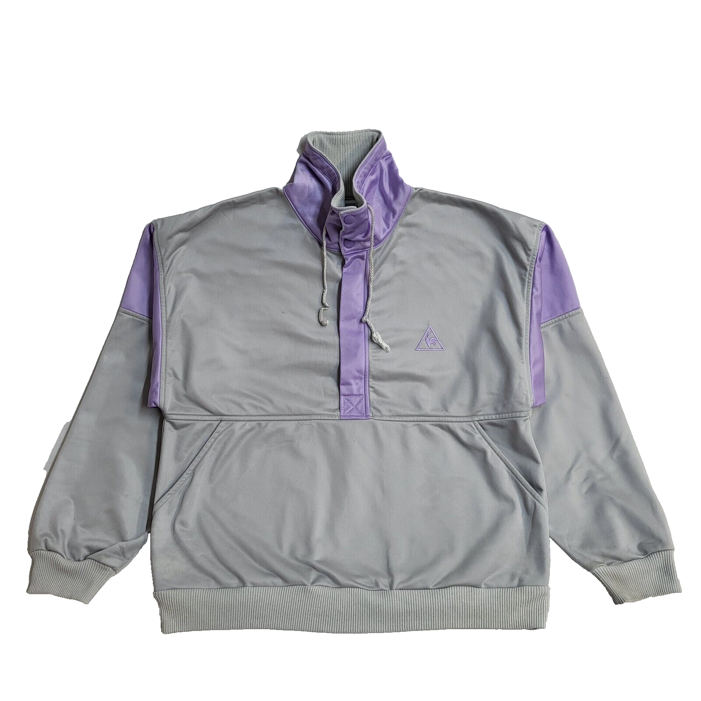 Le Coq Sportif 90s Grey Purple Zipped Sports Tracksuit Top Uk Women's Size Small