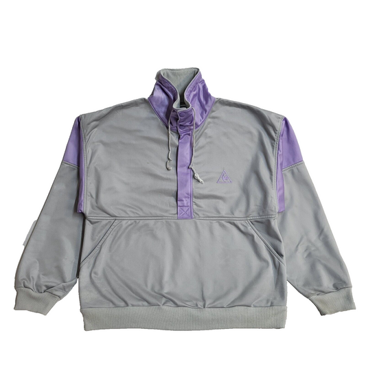Le Coq Sportif 90s Grey Purple Zipped Sports Tracksuit Top Uk Women's Size Small