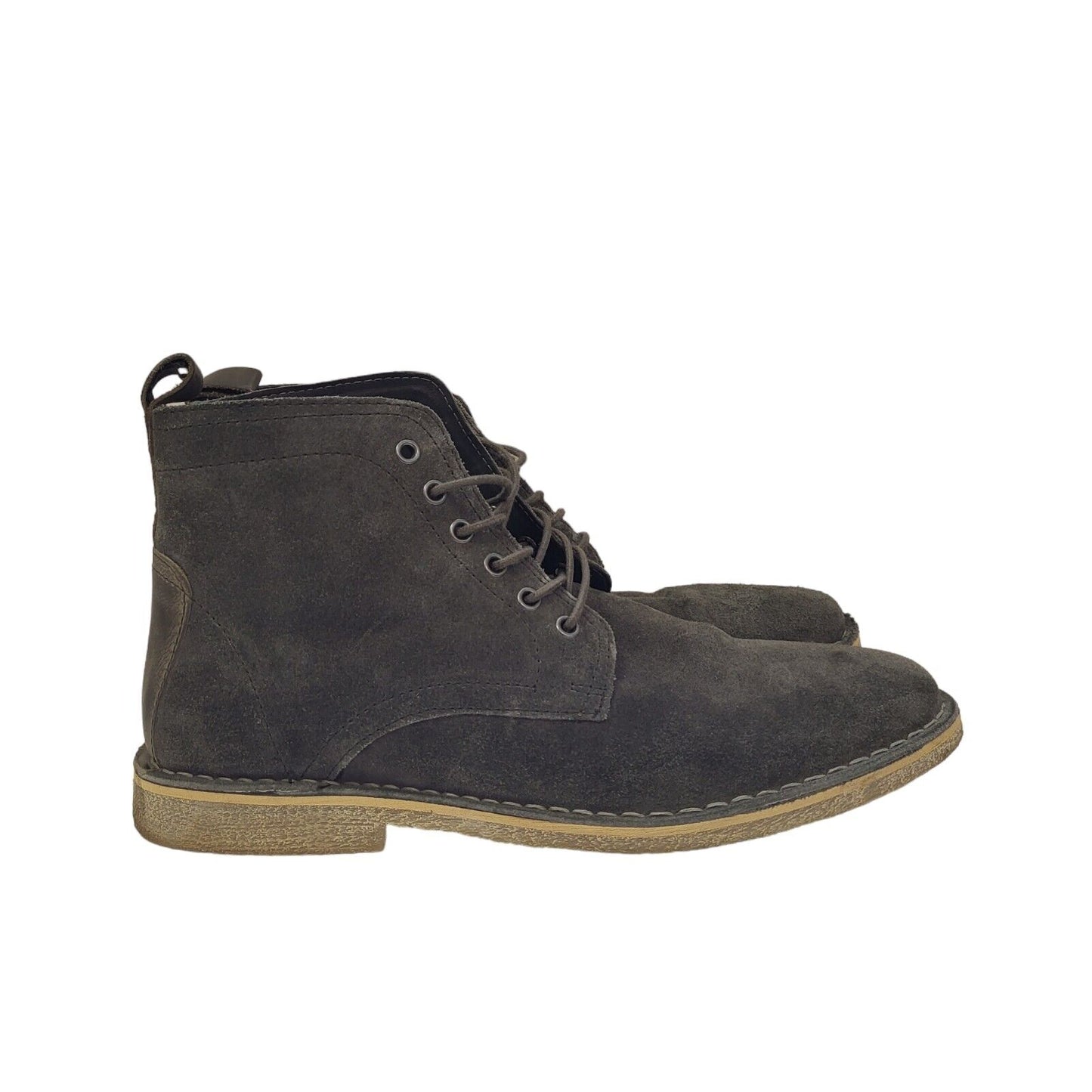 Asos Faux Leather Grey Lace-Up Lined Boots Uk Men's Size 9