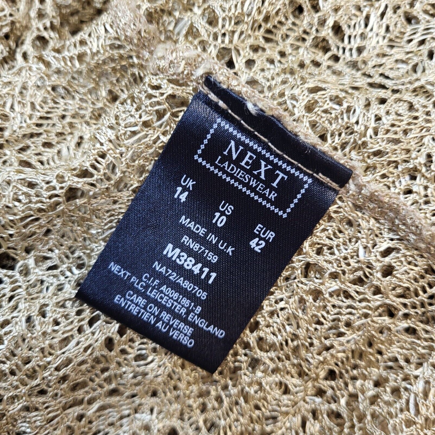 Next 90s Vintage Gold Mesh Button Up Blouse Women's Size 14