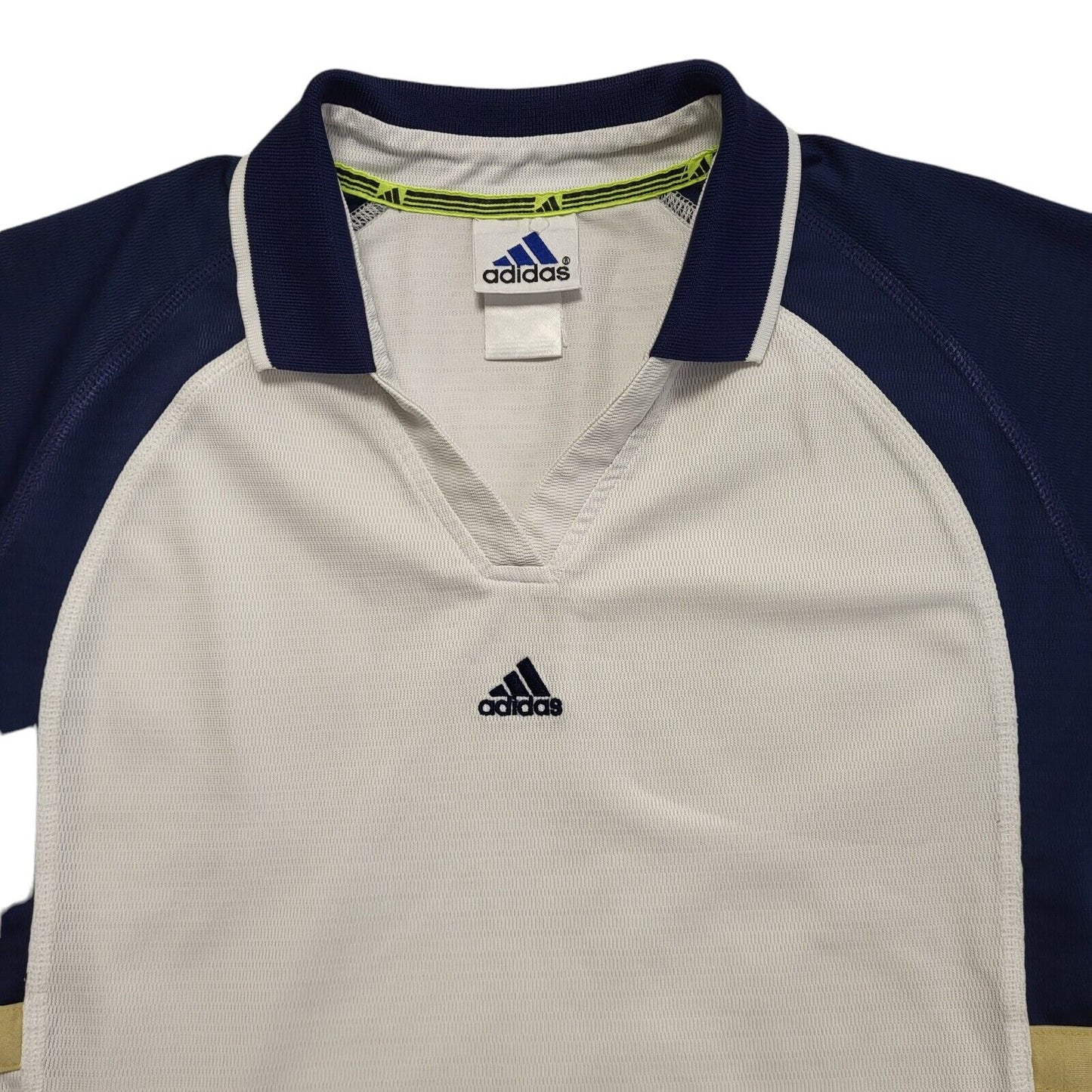 Adidas Vintage 90s White & Blue Collared Polo Shirt Uk Women's Size 14