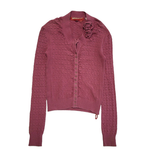 Miss Sixty Vintage 90's Pink Knit Snap Front Floral Cardigan Womens UK Size S