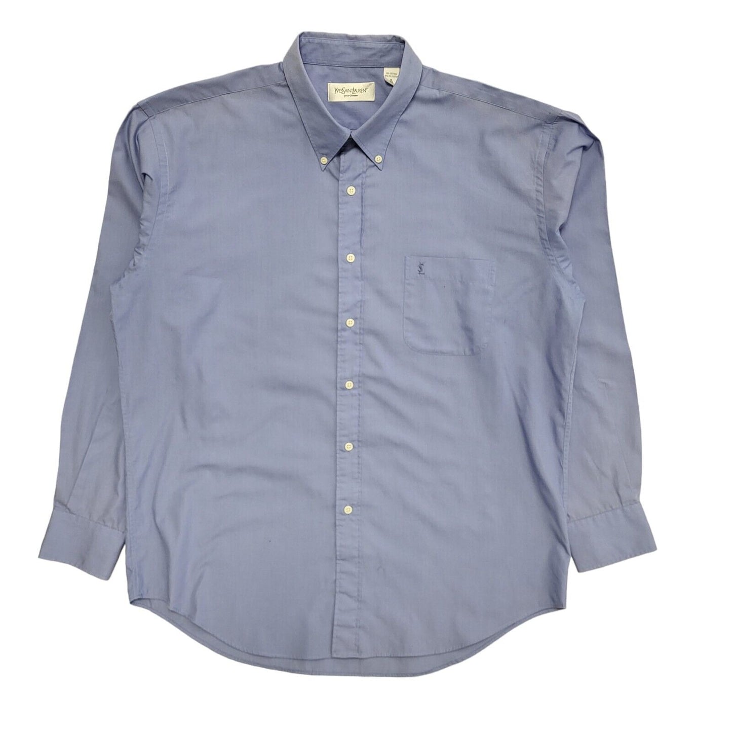 Yves Saint Laurent Vintage 90s Blue Long Sleeve Shirt Uk Men's Size XL