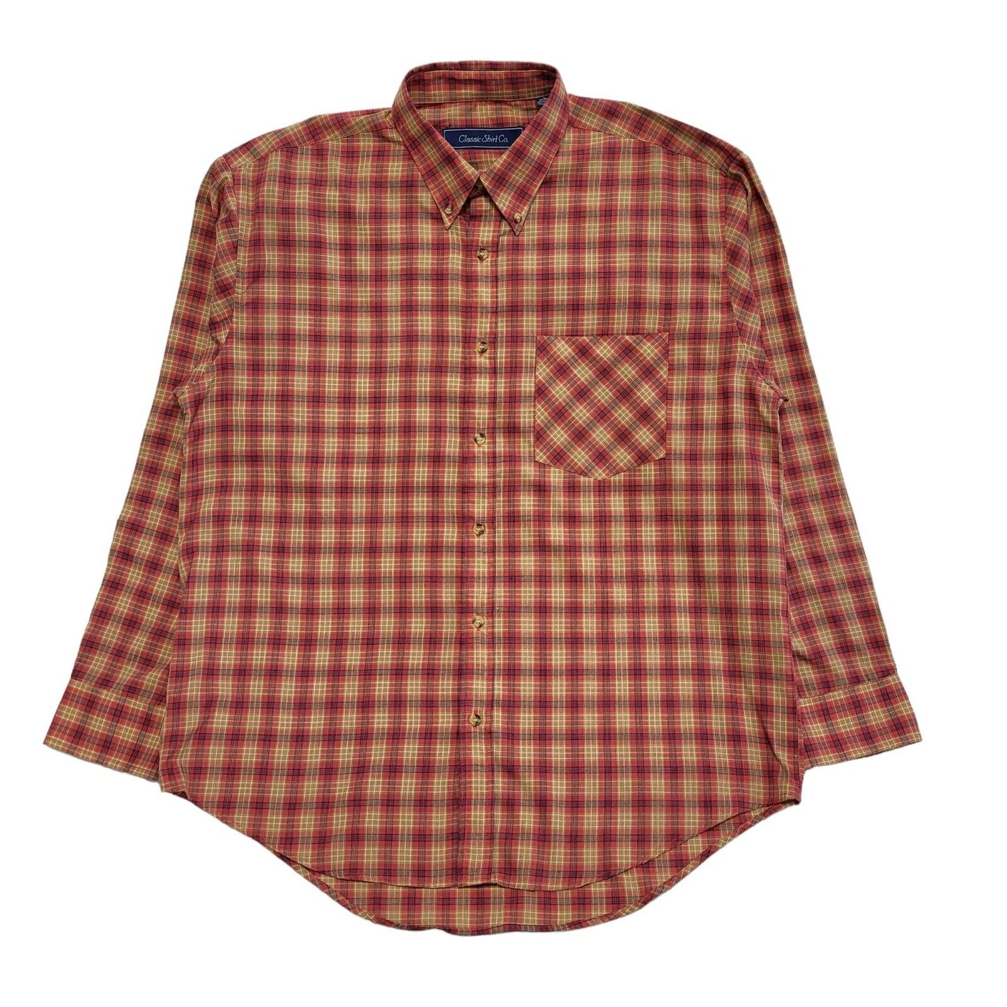 Classic Shirt Co Vintage Y2k Red Check Long Sleeve Shirt Men's UK L
