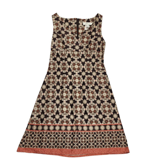D'By Vintage Brown Abstract Sleeveless Dress Uk Women's Size 8