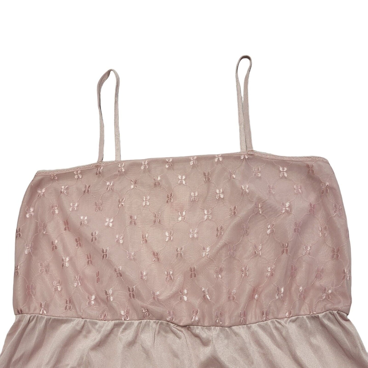 Vintage 70s St Michael Dusty Pink Nightie Nylon Dress Uk Women's Size 14