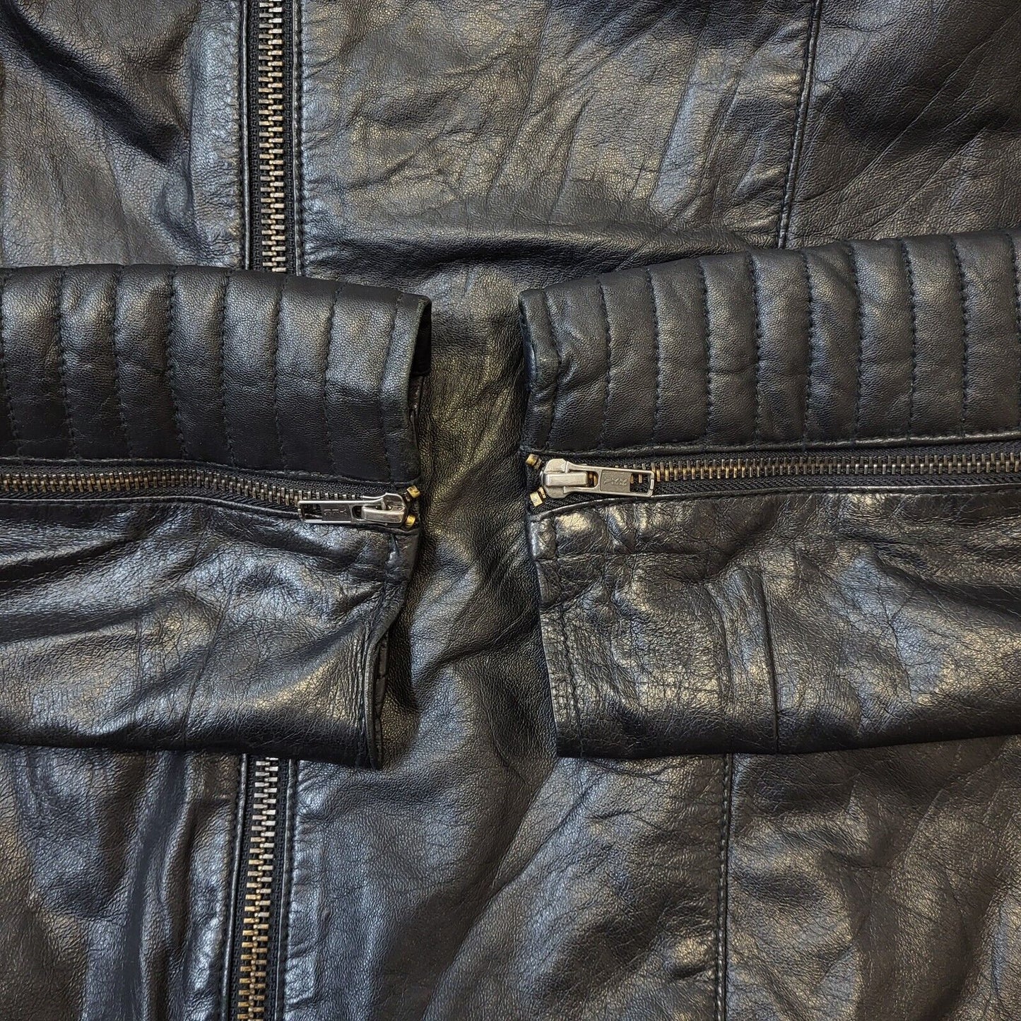 Barneys Black Leather Biker Style Jacket Uk Women's Size Medium