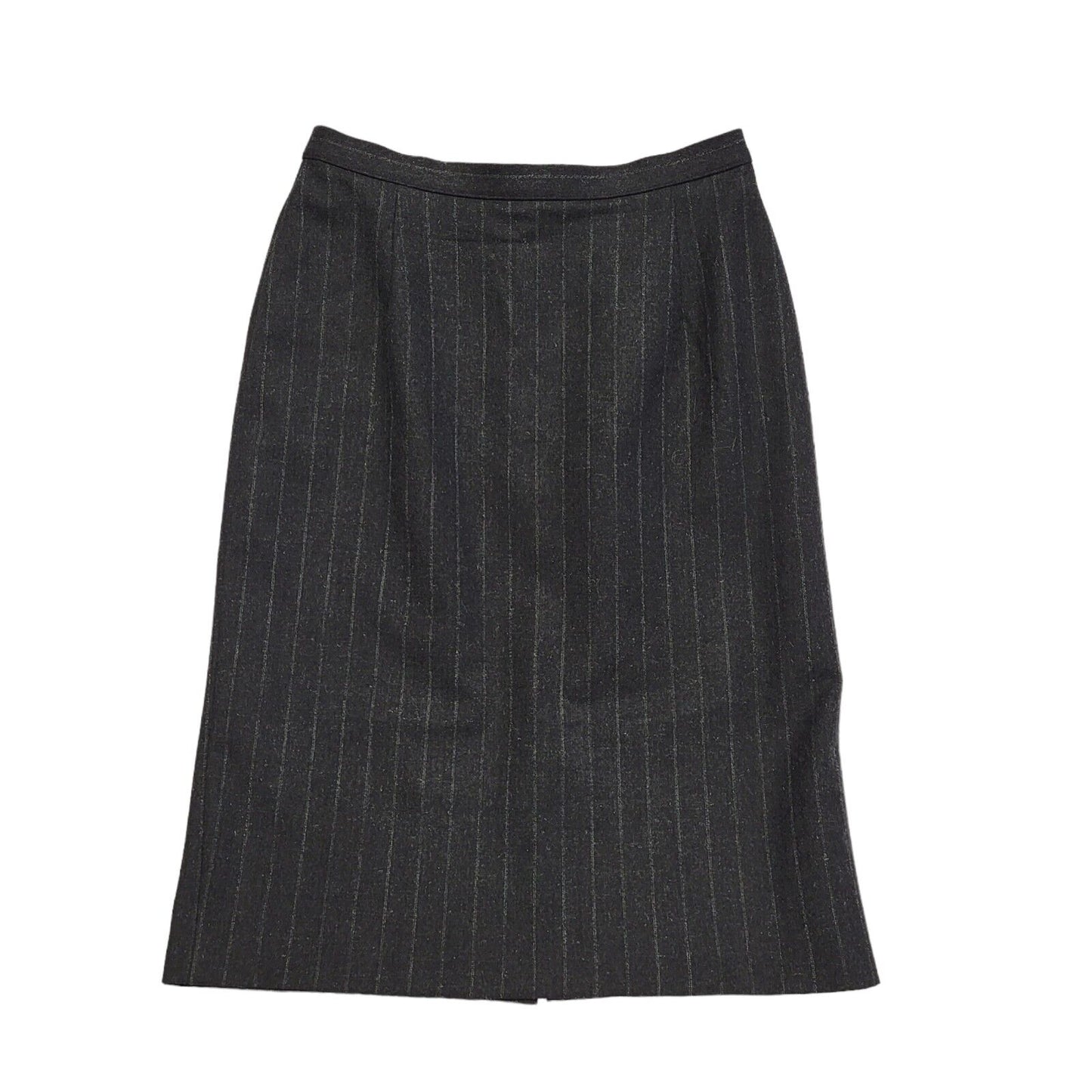 M&S Vintage 90's Grey Striped Pencil Wool Skirt Uk Women's Size 12 W30