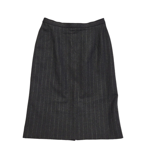 M&S Vintage 90's Grey Striped Pencil Wool Skirt Uk Women's Size 12 W30