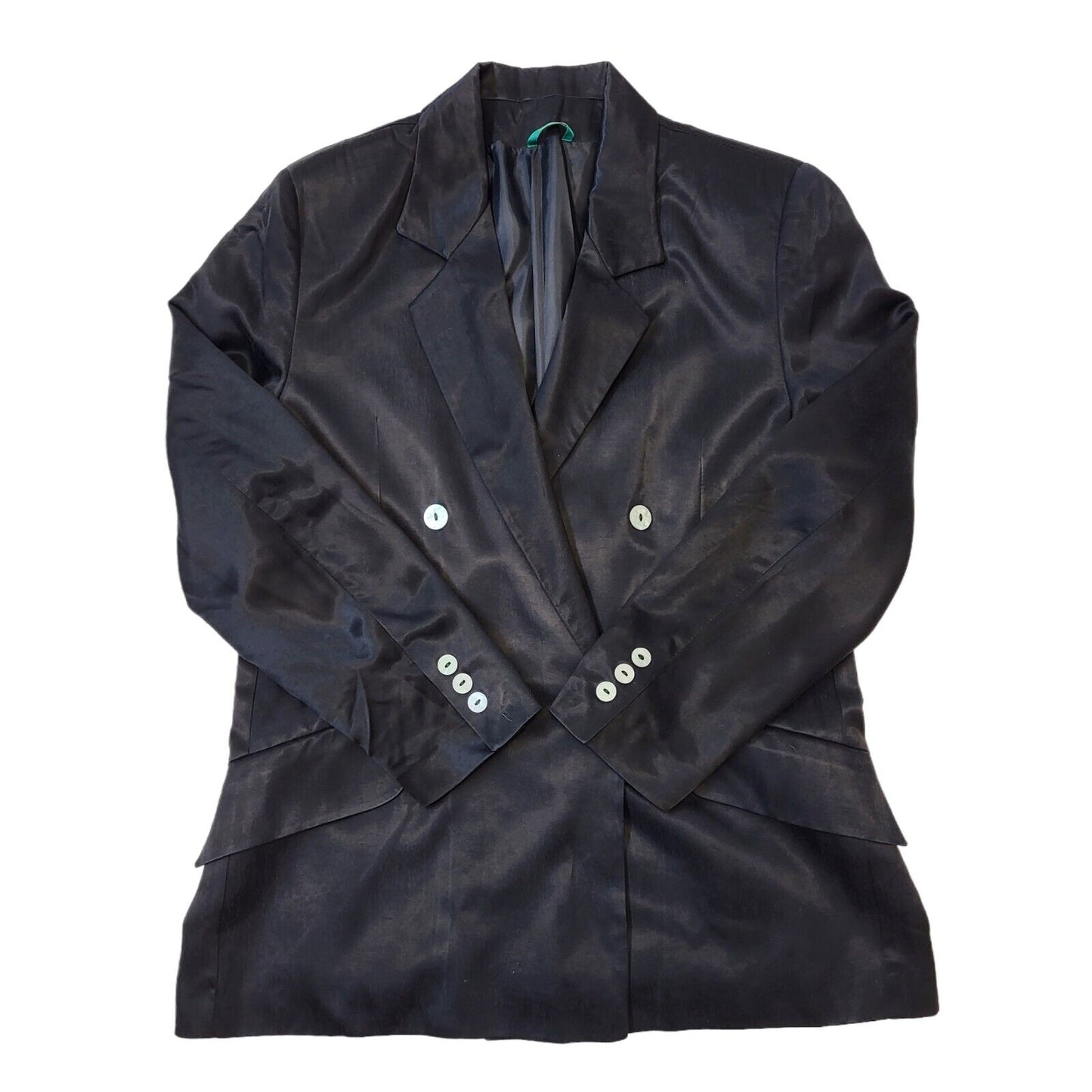 Canda C&A 80s Vintage Black Double Breasted Blazer Jacket Women's Size 16