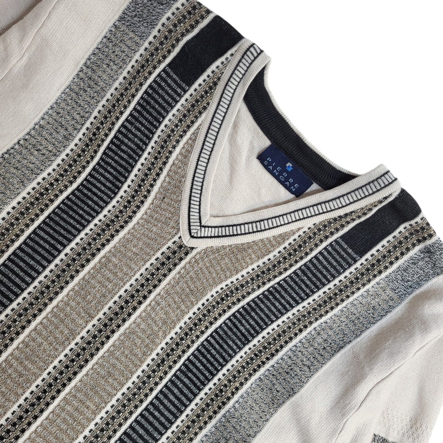 Pierre Sangan Vintage 90's Beige Black Jumper UK Men's Size M