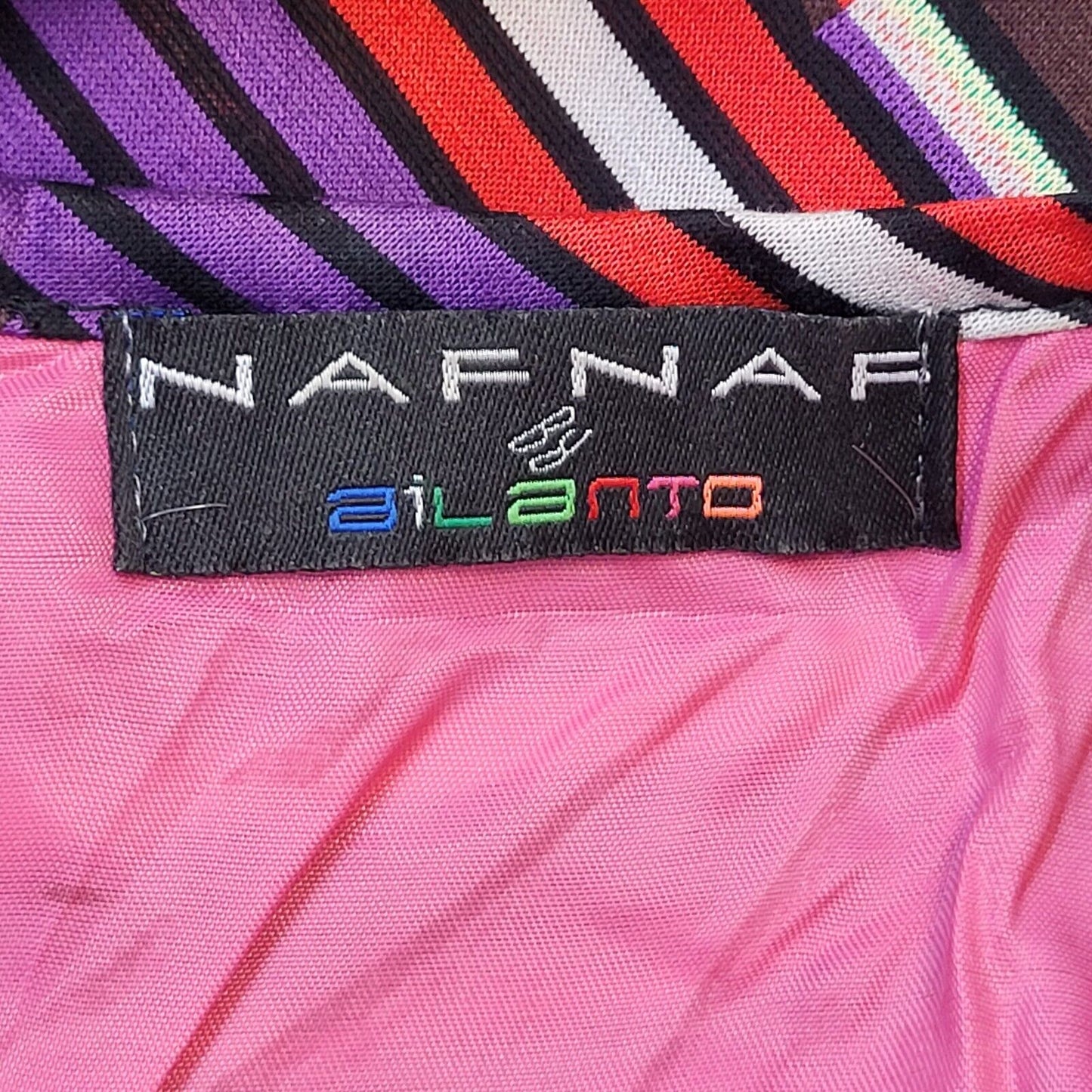 Naf Naf 90s Vintage Multicoloured A-Line Belted Dress Women's Size 10