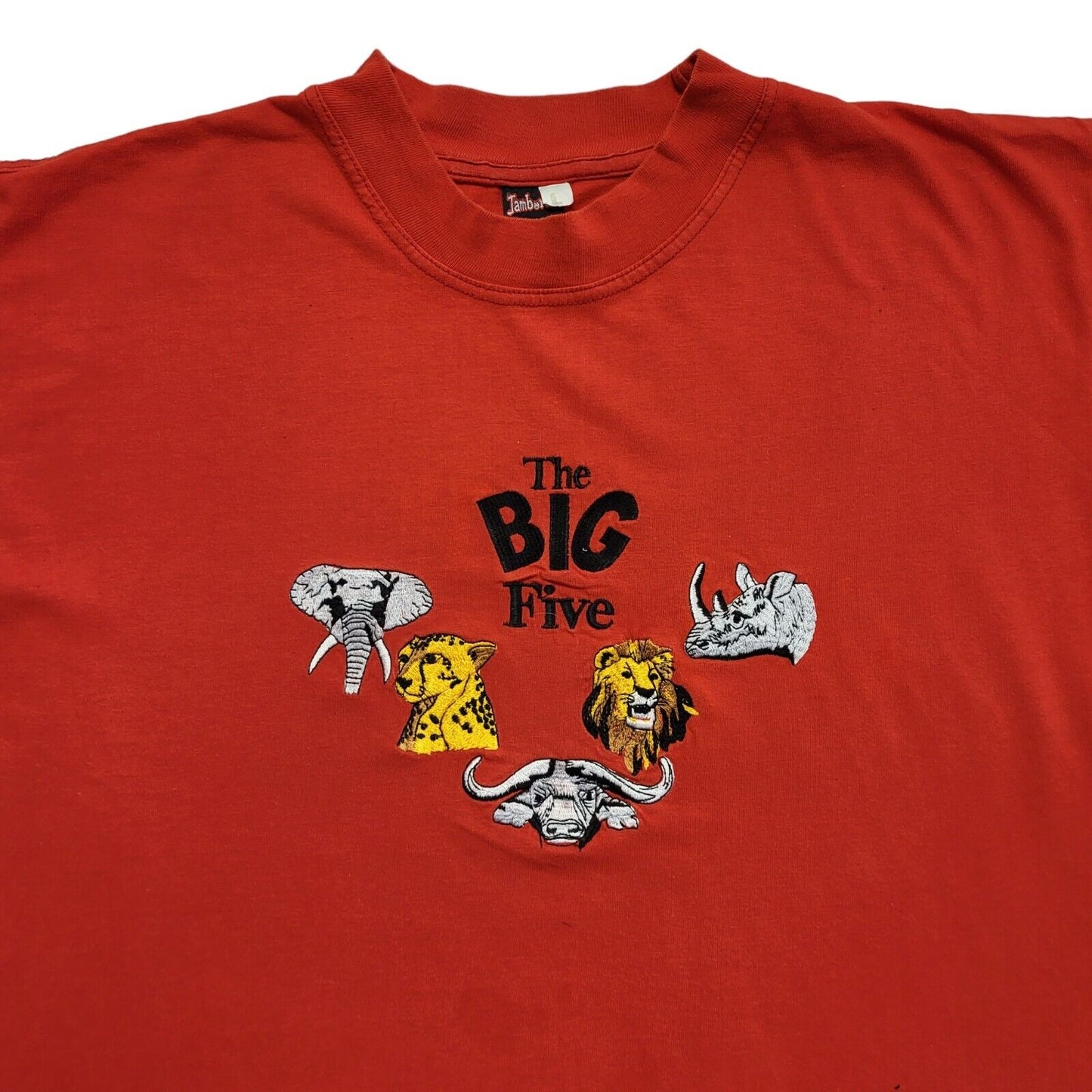 Jamboree The Big Five Red Animals Vintage 90s T-Shirt Uk Men's Large