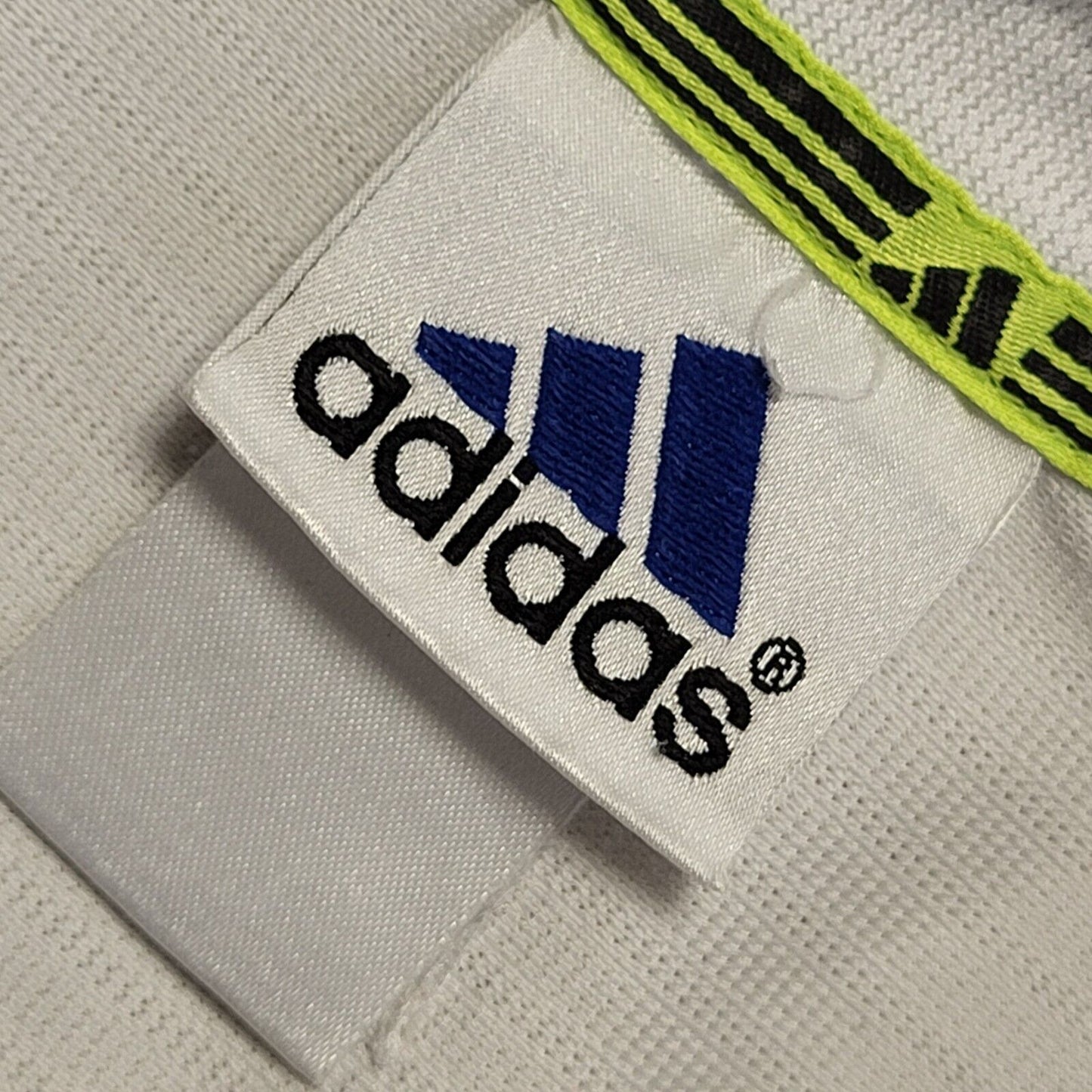Adidas Vintage 90s White & Blue Collared Polo Shirt Uk Women's Size 14