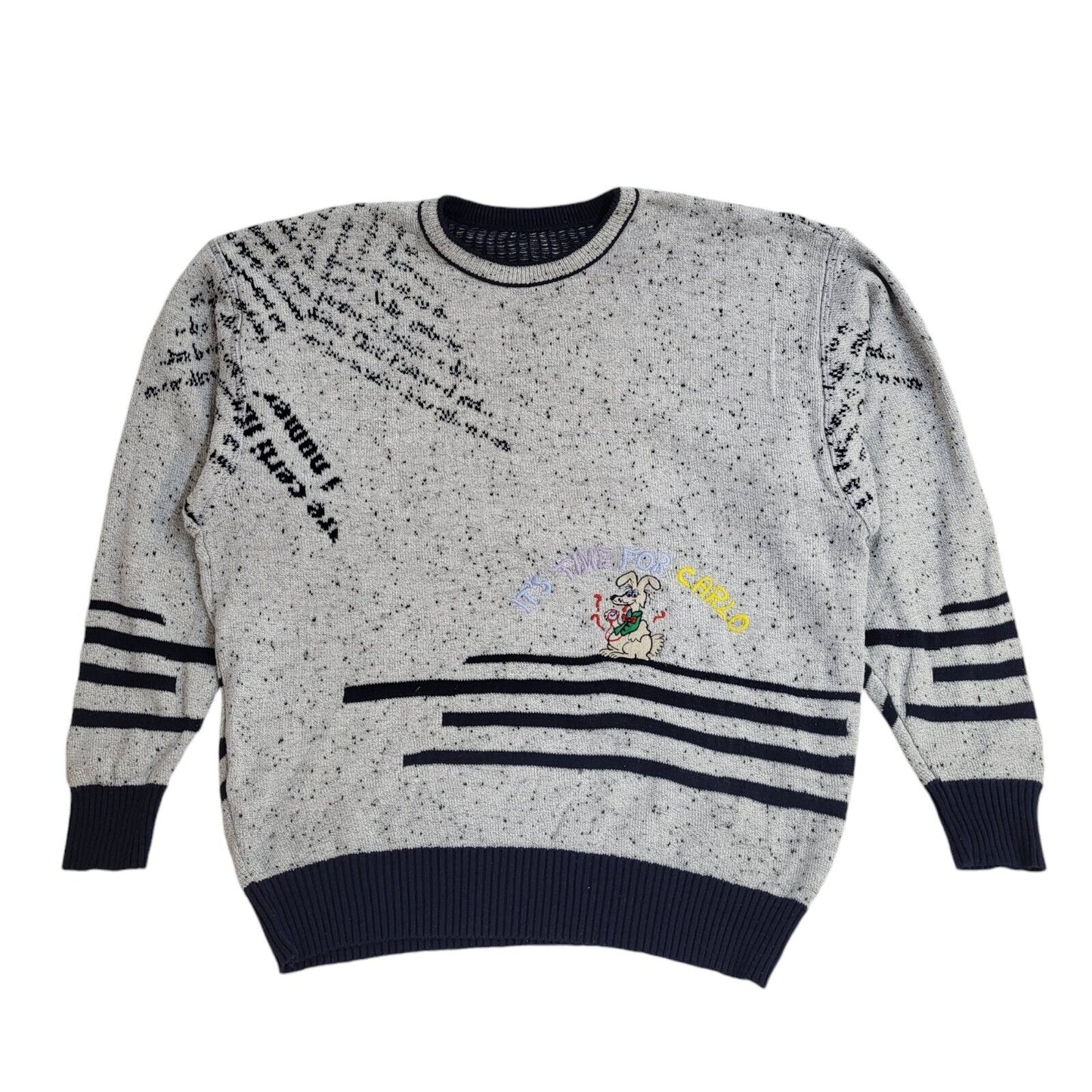 Vintage 90's Grey & Blue Jumper UK Women's Size 16/18