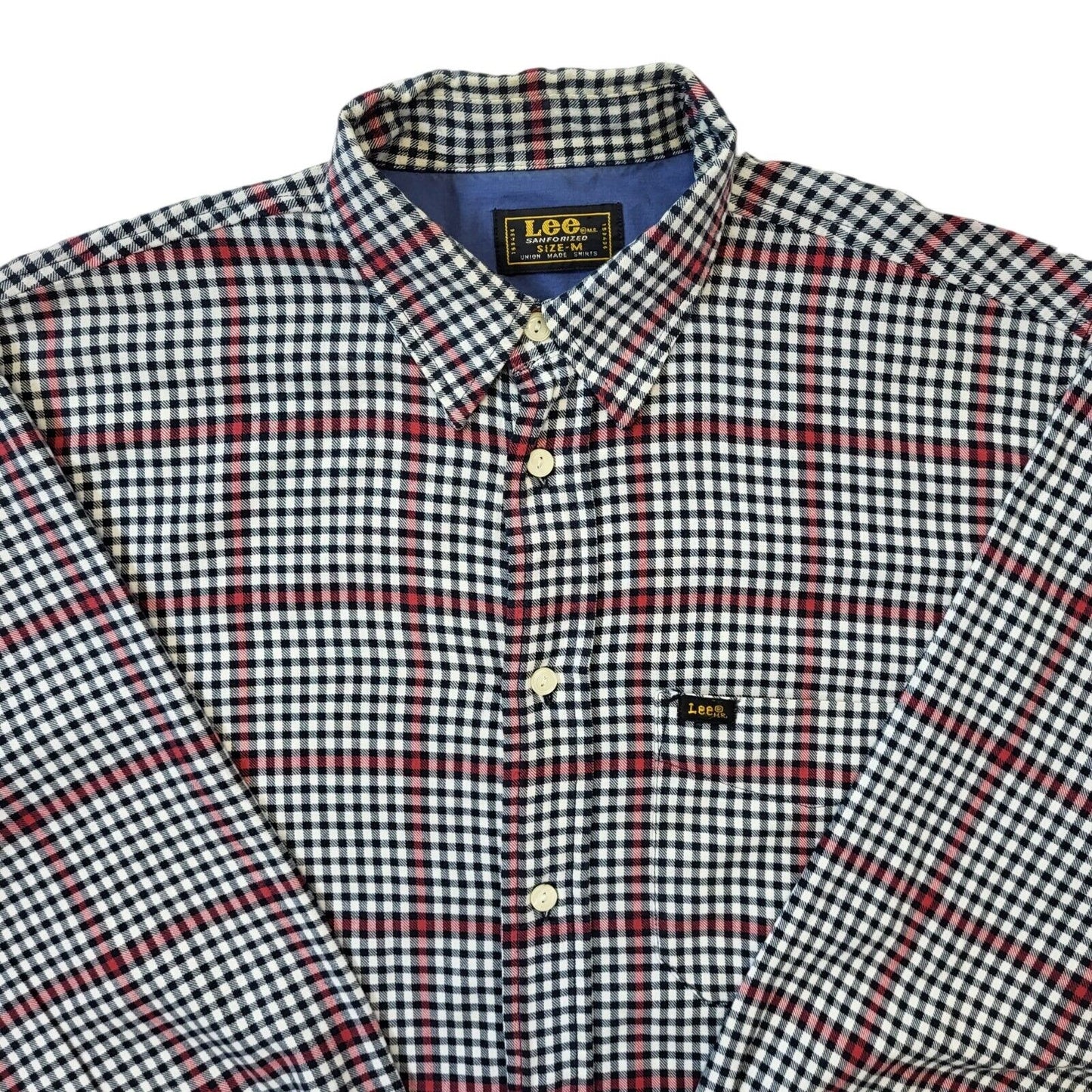 90s Vintage Lee Black White Check Cotton Shirt Men's Size Medium