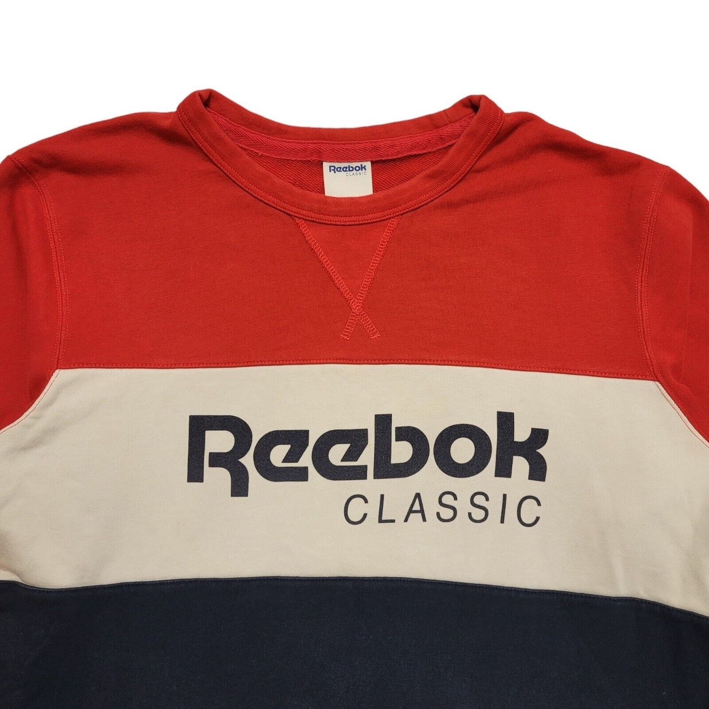 Reebok Classic Red Blue White Y2k Sweatshirt Uk Men's Size Medium