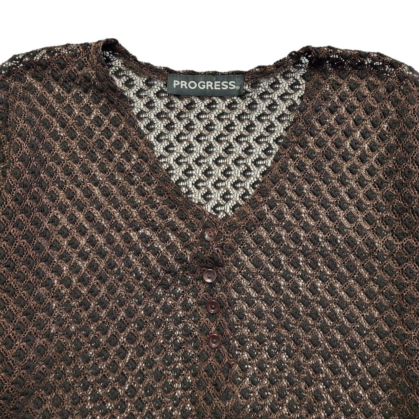 Progress Y2K Black & Brown Button Front Cardigan Womens UK Size 12