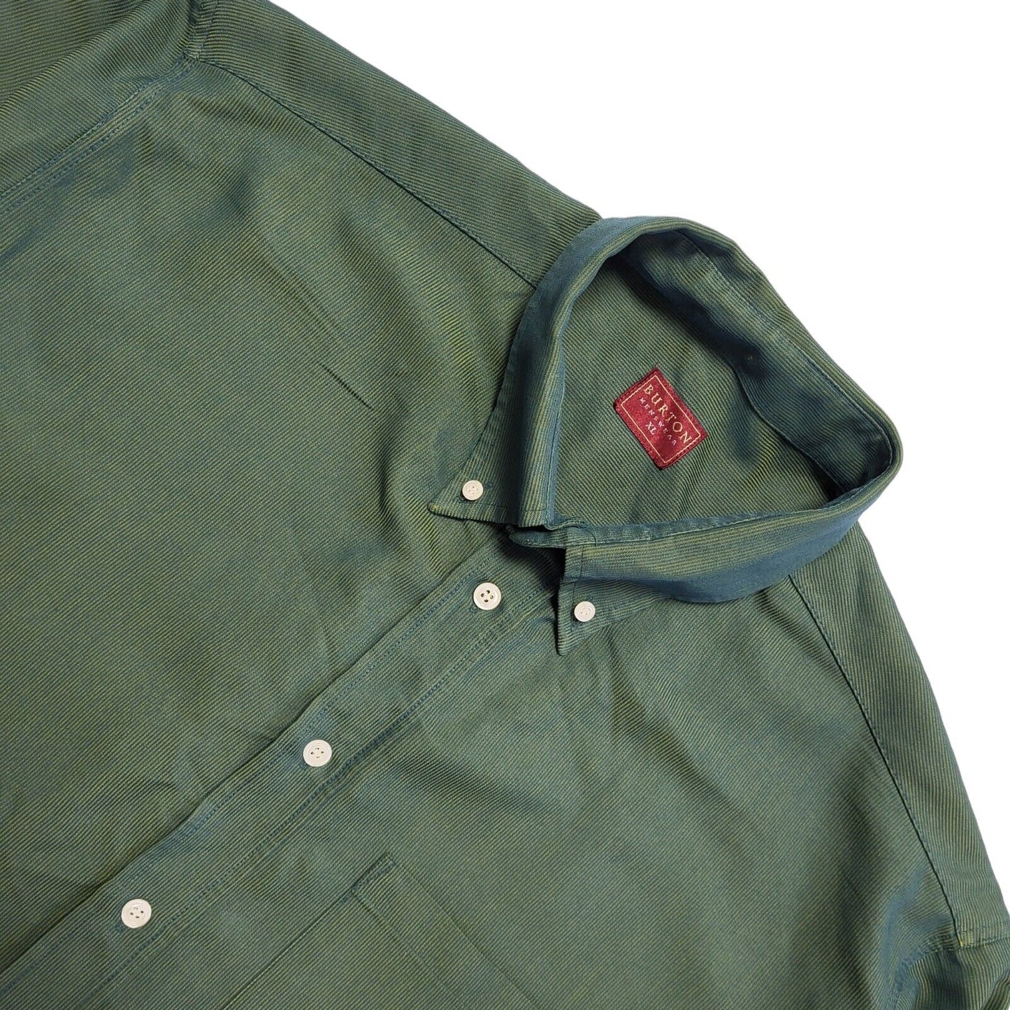 Burton Vintage 90's Green Striped Relaxed Fit Long Sleeve Shirt Men's UK Size XL