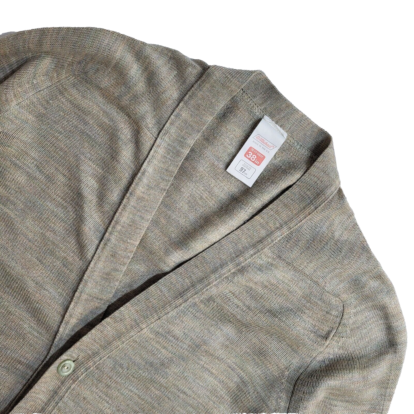 St Michael Vintage 90s Beige Button Front Cardigan Men's UK M
