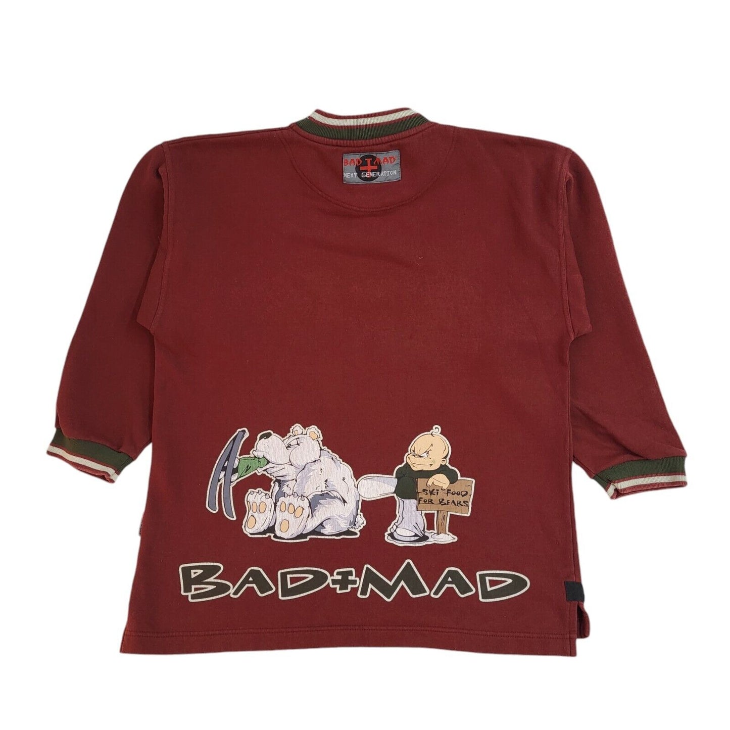 Bad Mad Vintage 90's 3/4 Sleeve Red Jumper UK Men's Size Small