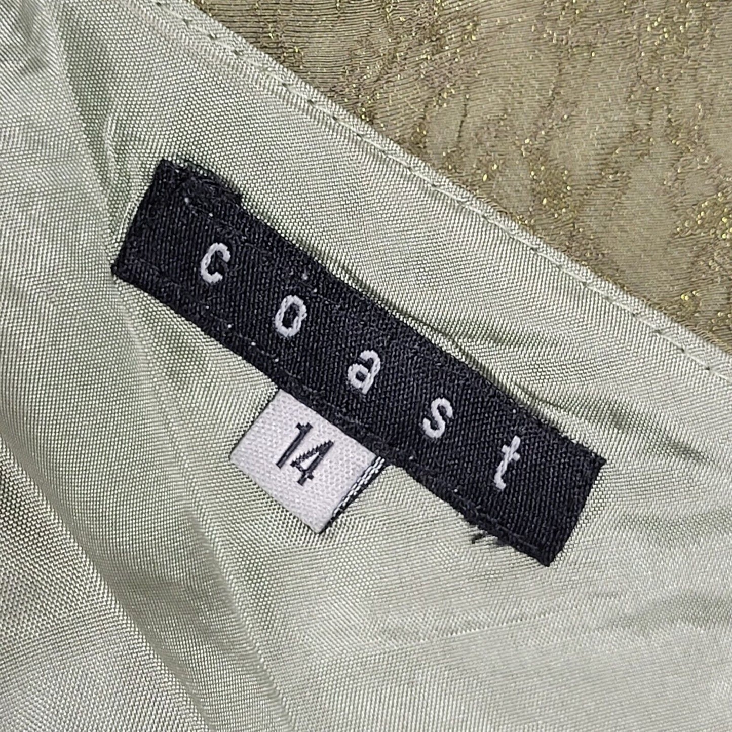 Coast Vintage 80's Green Strap A-Line Midi Dress Womens Uk 14