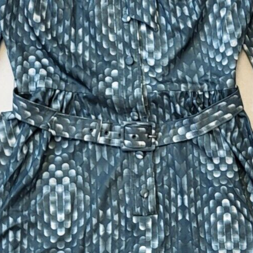 Carnegie 70s Vintage Green Collared Belted A-Line Dress Women's Size 10