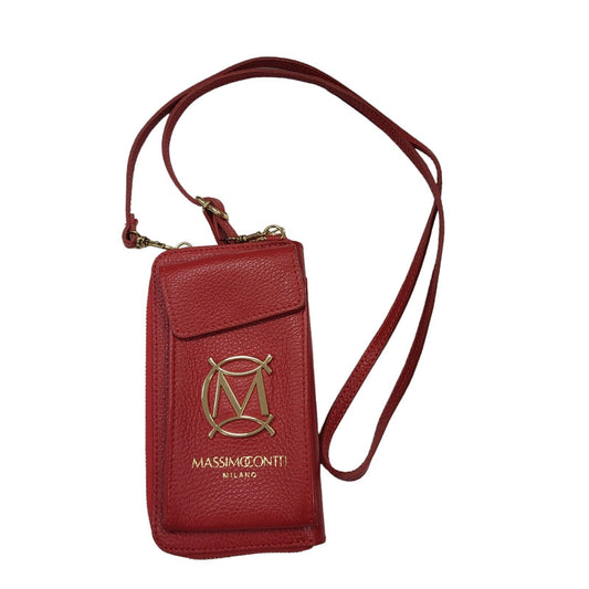 Massimo Conti Red Leather Small Shoulder Bag Uk Women's Size  4" x 8"