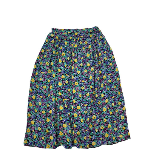 Sixth Sense Vintage 90s Green Floral Skirt Uk Women's Size 12 W30