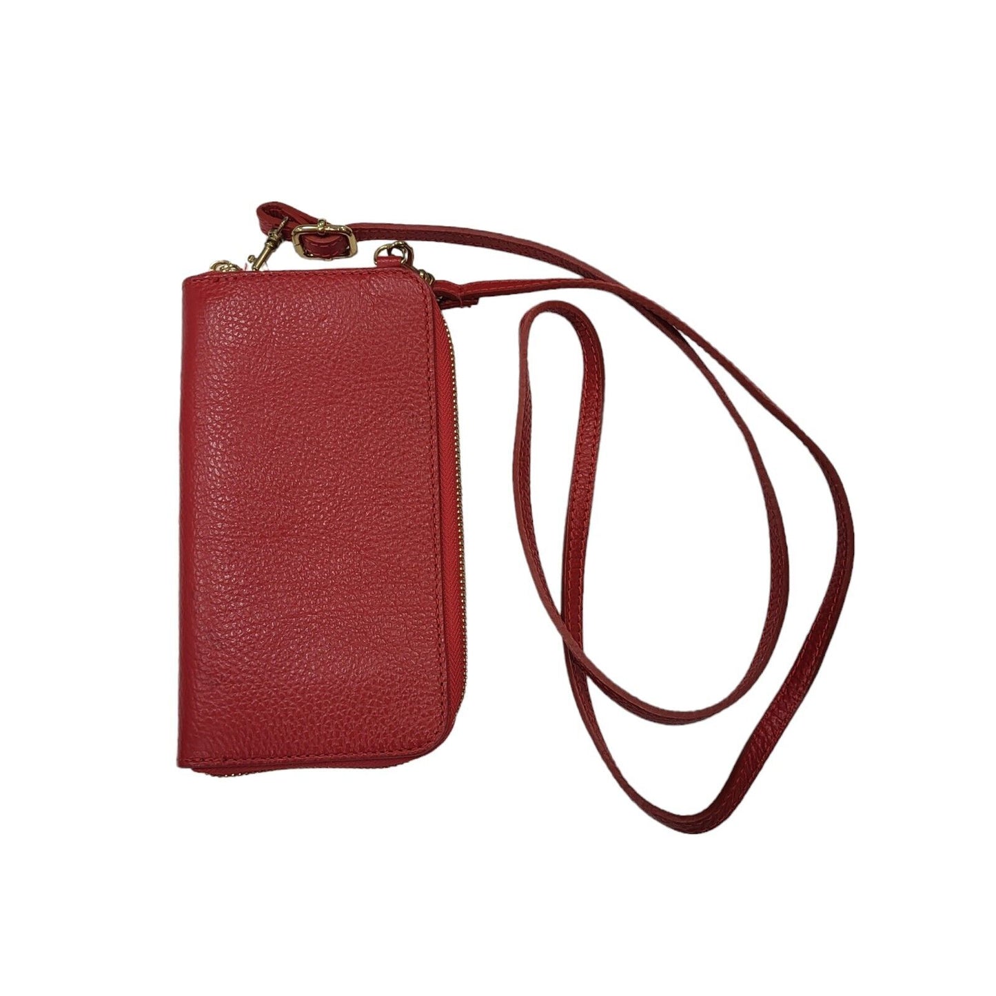 Massimo Conti Red Leather Small Shoulder Bag Uk Women's Size  4" x 8"