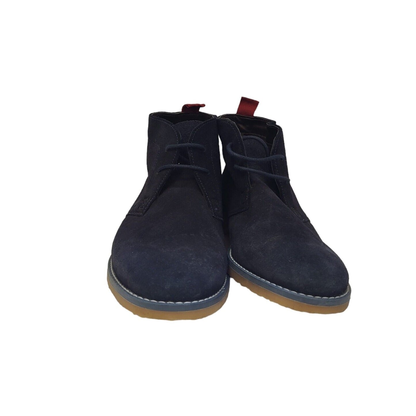 M&S Navy Blue Suede Leather Lace-Up Lined Boots Uk Kid's Size 4