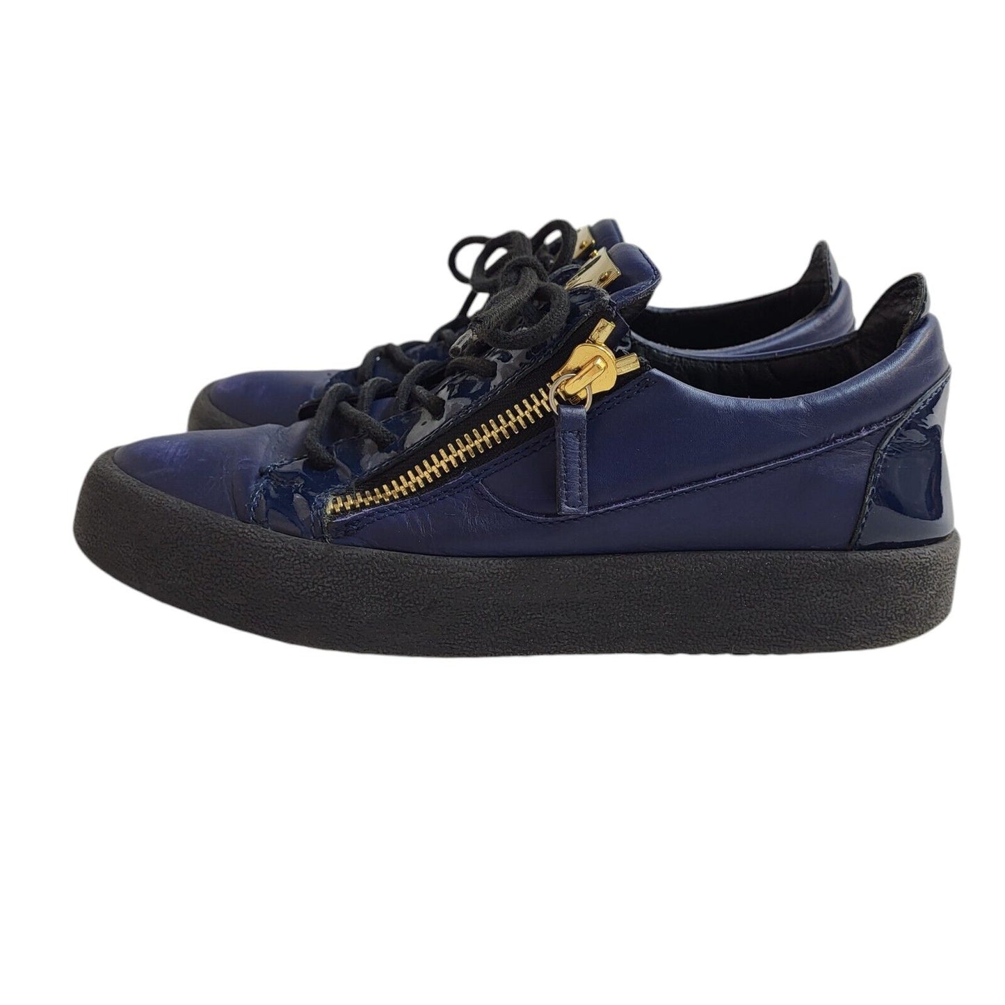 Giuseppe Zanotti Dark Blue Leather Casual Flat Shoes Uk Women's Size 9