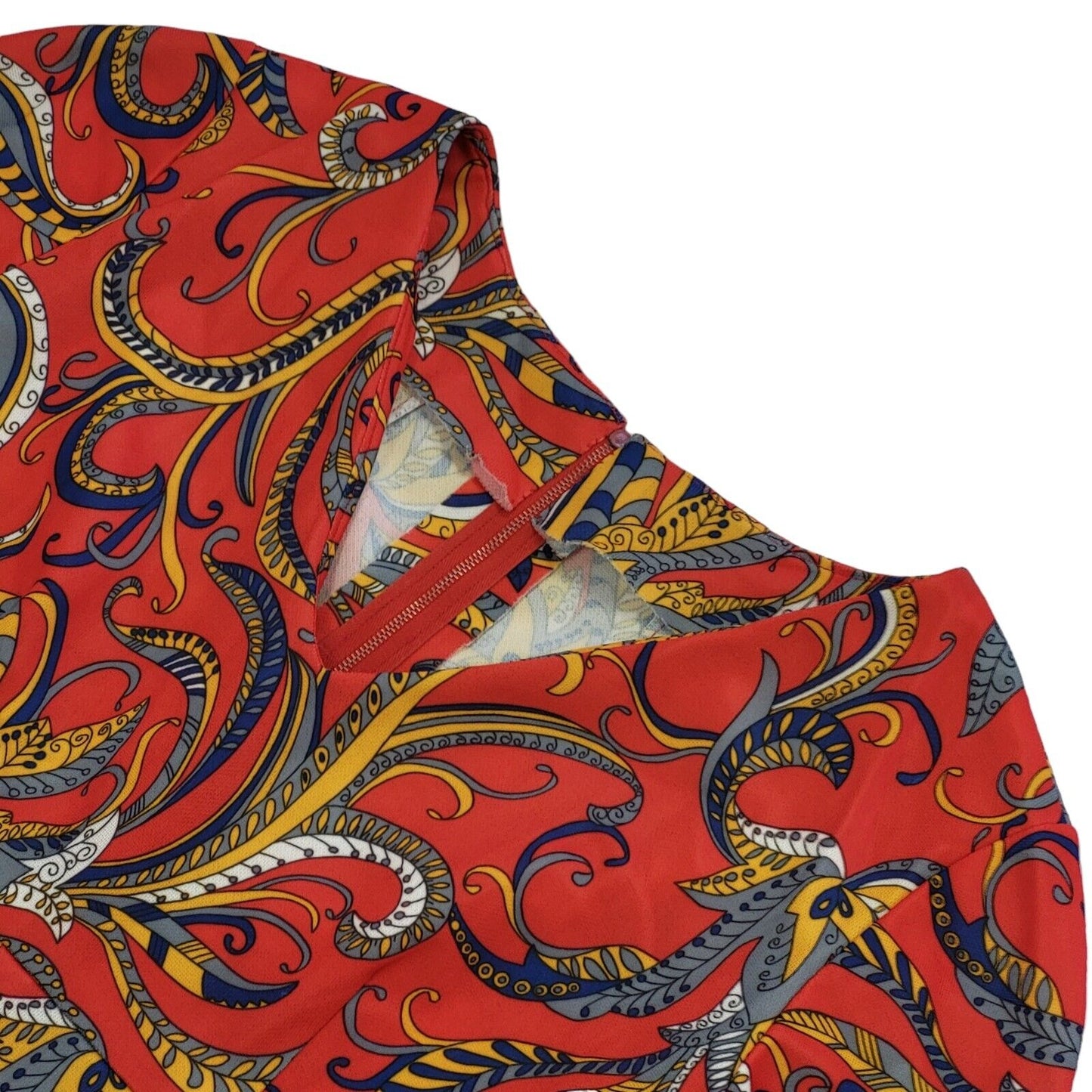 70s Vintage Red & Blue Mini Dress Women's Size 14