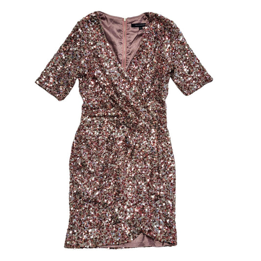 French Connection Y2K Pink Sequin Evening Dress Womens Uk Size 8
